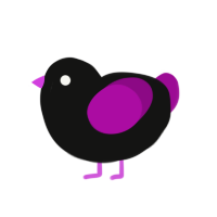 Pheelip, a black and plum chicken