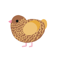 Mini Goldie, a brown and honey chicken with a lace pattern