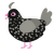 A black and ash chicken with a speckle pattern
