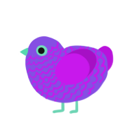 Uaijo nincompoop, a blurple and amethyst chicken with a lace pattern