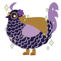 A navy and lilac chicken with a lace pattern