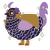 A navy and lilac chicken with a lace pattern