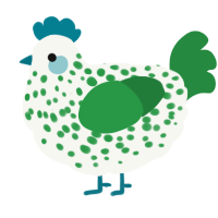 (unnamed), a white and viridian chicken with a speckle pattern
