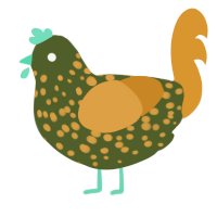 洗脳, a olive and orange chicken with a speckle pattern