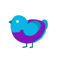 (unnamed), a violet and cerulean chicken with a head pattern