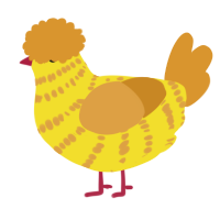 (unnamed), a yellow and orange chicken with a bar pattern