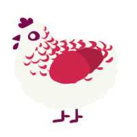 (unnamed), a white and crimson chicken with a half-lace pattern