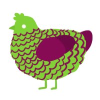 Grapes, a grass and wine chicken with a lace pattern
