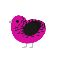 Stacey, a fuchsia and sable chicken with a half-lace pattern