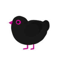 The End, a sable and black chicken with a neck-band pattern