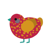 Tomato Potato Soup, a crimson and ochre chicken with a speckle pattern