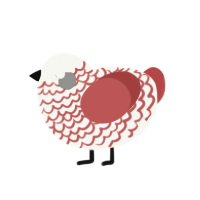 peppermint licorice, a white and red chicken with a lace pattern