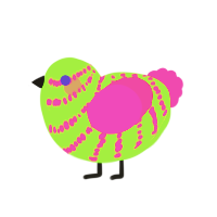 P4RTY, a grass and fuchsia chicken with a bar pattern