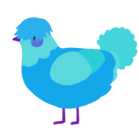 Nile, a sky and aqua chicken with a head pattern
