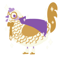 softboiled, a white and gold chicken with a lace pattern