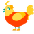 Lucas, a vermilion and honey chicken with a head pattern