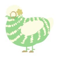 cauliflower, a fuchsia and tumblr chicken with a bar pattern