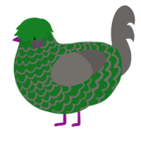 A leaf and grey chicken with a lace pattern