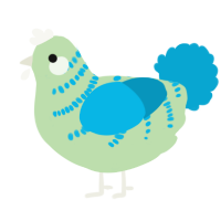 SO CLOSE, a gluppy and cerulean chicken with a half-bar pattern