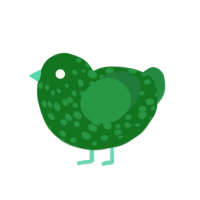 Leaf, a leaf and viridian chicken with a speckle pattern