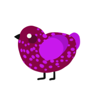 pouberry, a maroon and amethyst chicken with a speckle pattern