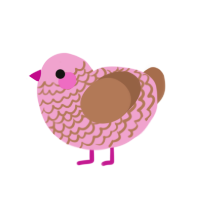 Strawberry Choco, a pink and brown chicken with a lace pattern