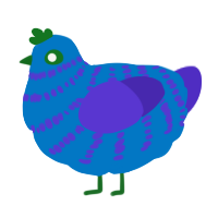 Tide, a sapphire and indigo chicken with a bar pattern
