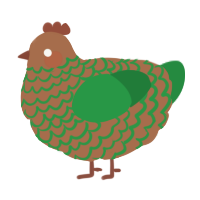pistachio chocolate, a brown and viridian chicken with a lace pattern