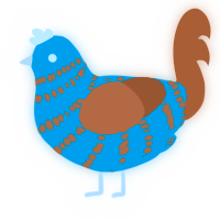 Scoria, a sea and brown chicken with a bar pattern