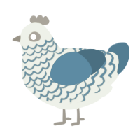 A gluppy and sapphire chicken with a lace pattern