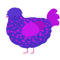 (unnamed), a indigo and amethyst chicken with a speckle pattern