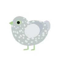 Knight, a silver and mist chicken with a speckle pattern