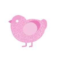 Pink, a pink chicken with a double-lace pattern