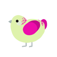 Mina, a apple and fuchsia chicken with a neck-band pattern