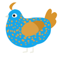 Percy Jackson, a sky and orange chicken with a speckle pattern