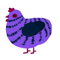 Blueberry, a blurple and tumblr chicken with a bar pattern