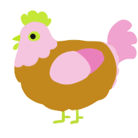(unnamed), a ochre and pink chicken with a head pattern