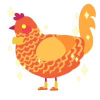 paper lantern, a crimson and vermilion chicken with a lace pattern