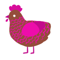 Raspberry Truffle, a russet and fuchsia chicken with a lace pattern