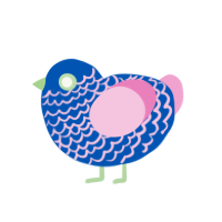 Madoka, a ultramarine and pink chicken with a lace pattern