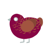Cloudberry, a maroon and russet chicken with a half-lace pattern