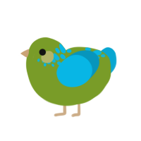 Henbit progress, a chartreuse and cerulean chicken with a neck-speckle pattern