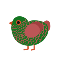 (unnamed), a leaf and red chicken with a lace pattern