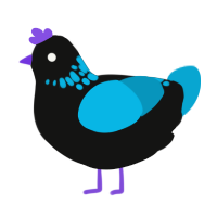 (unnamed), a black and cerulean chicken with a neck-speckle pattern
