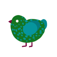 Green Bean, a leaf and teal chicken with a speckle pattern