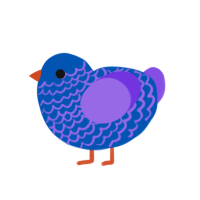 Blurple, a ultramarine and blurple chicken with a lace pattern