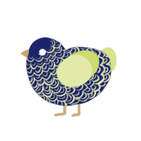 (unnamed), a navy and lemon chicken with a double-lace pattern