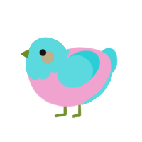 (unnamed), a pink and aqua chicken with a head pattern