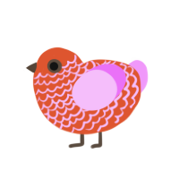 (unnamed), a vermilion and lavender chicken with a lace pattern