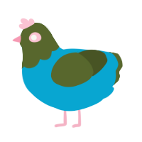 A cerulean and olive chicken with a head pattern